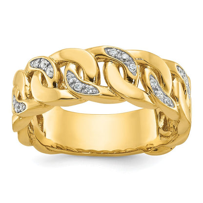14K Gelbgold Herren-Ring mit Kettenglied-Design und 0,125 Karat Diamant, komplett