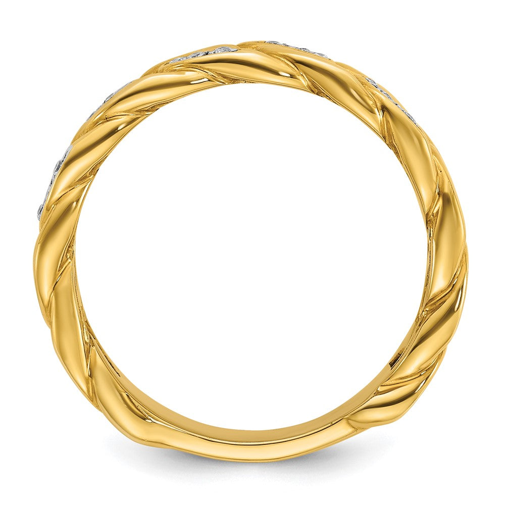 14K Gelbgold Herren-Ring mit Kettenglied-Design und 0,125 Karat Diamant, komplett besetzt