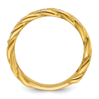 14K Gelbgold Herren-Ring mit Kettenglied-Design und 0,125 Karat Diamant, komplett besetzt