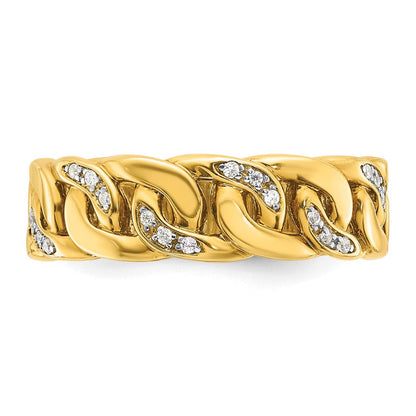 14K Gelbgold Herren-Ring mit Kettenglied-Design und 0,125 Karat Diamant, komplett besetzt