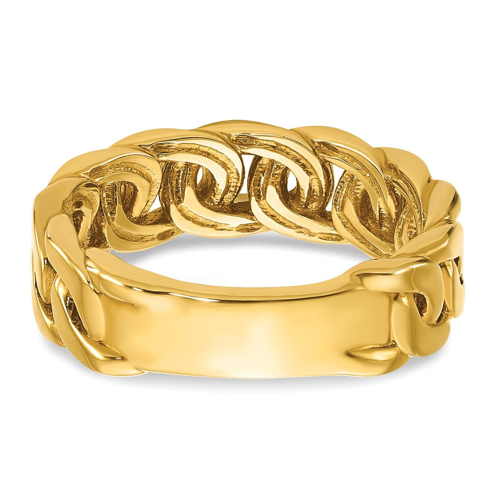 14K Gelbgold Herren-Ring mit Kettenglied-Design und 0,125 Karat Diamant, komplett besetzt
