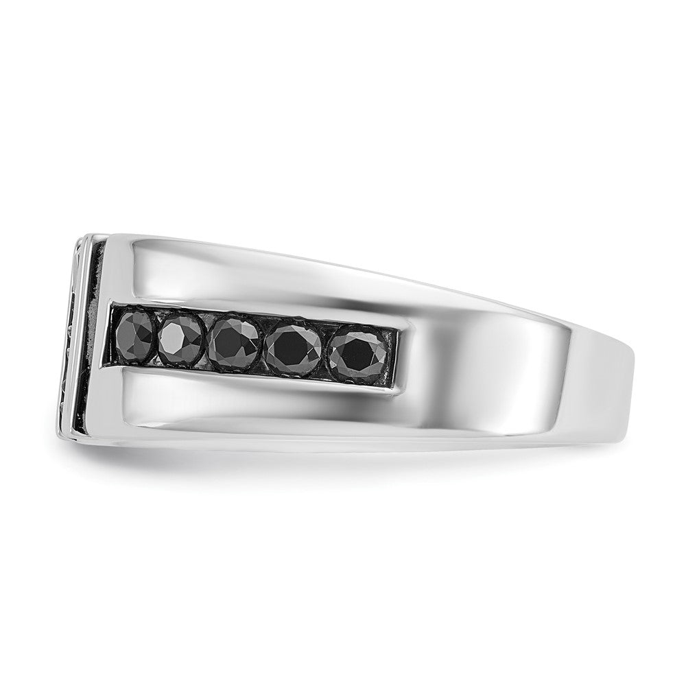 14K Weißgold Herren-Ring mit schwarzen und weißen Diamanten, 1K