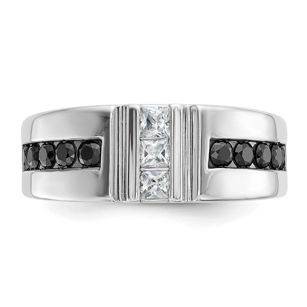 14K Weißgold Herren-Ring mit schwarzen und weißen Diamanten, 1K