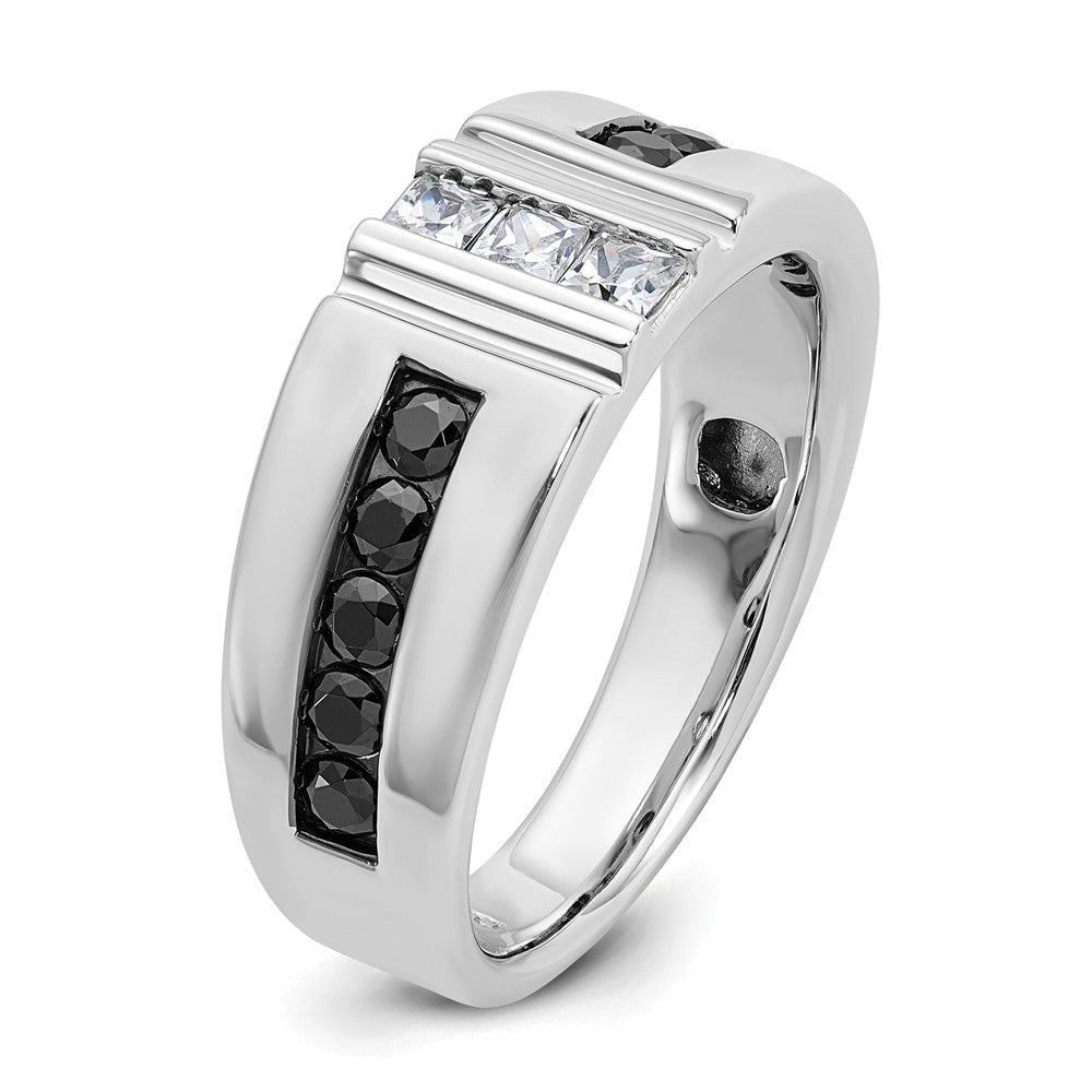 14K Weißgold Herren-Ring mit schwarzen und weißen Diamanten, 1K