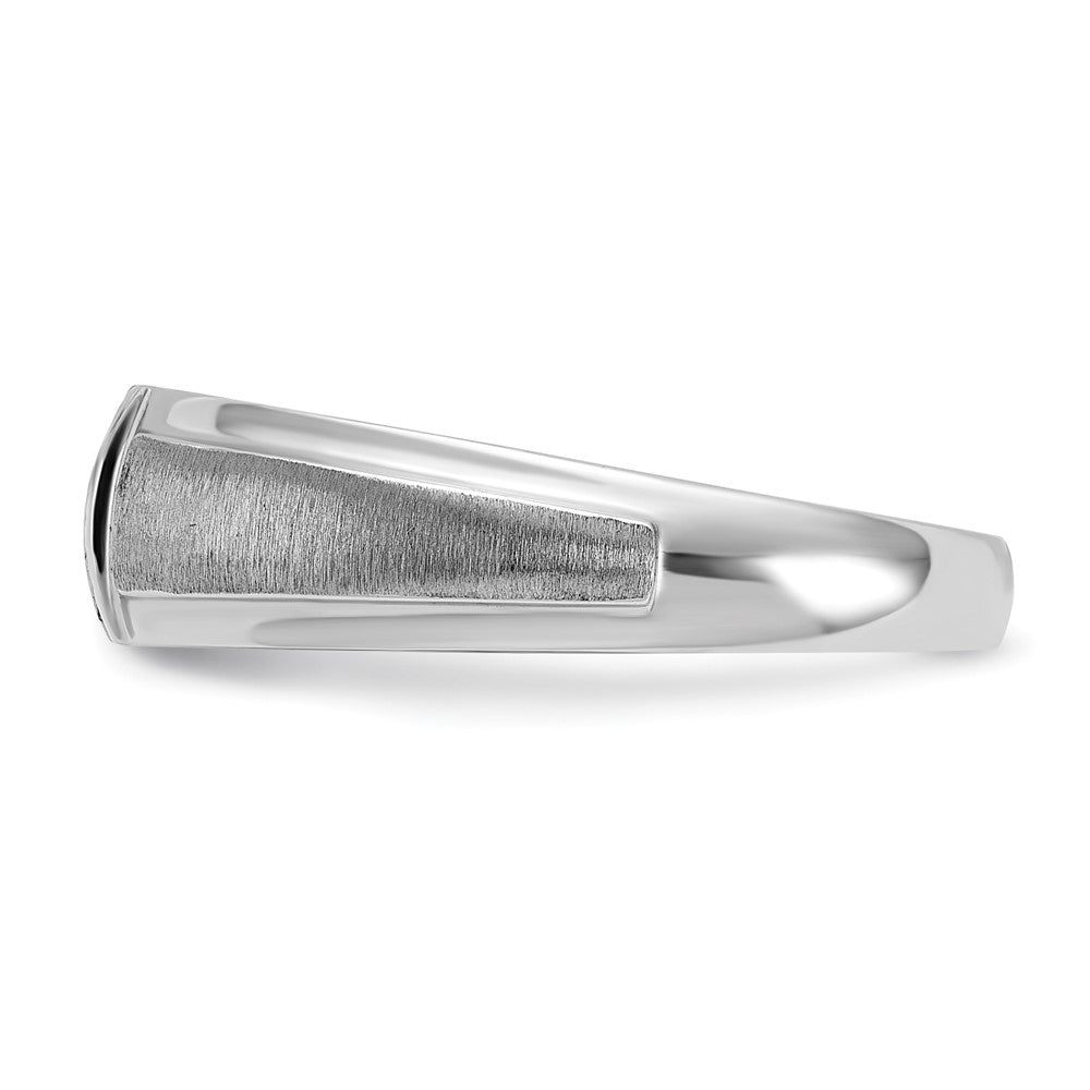 14K Weißgold Herren-Ring, poliert und satiniert, mit 0,05K Diamant, komplett besetzt