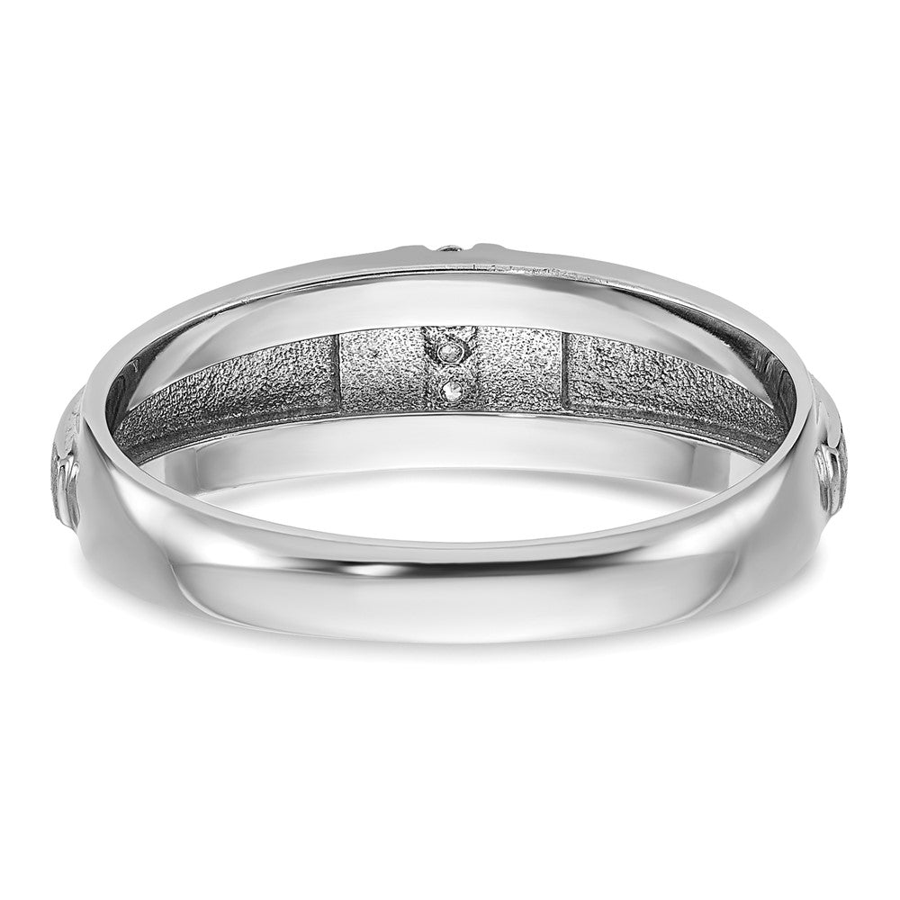 14K Weißgold Herren-Ring poliert und satiniert, 3-Stein, 0,05 ct. Labor-gezüchtete Diamanten