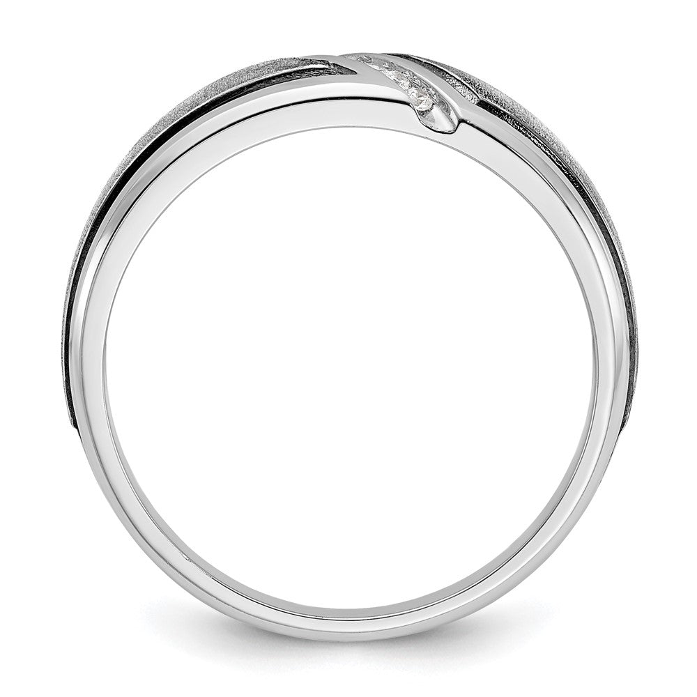 14K Weißgold mit Schwarzrhodium 0,067 ct. Laborgezüchteter Diamant VS/SI+ G+ Poliert und Satiniert Herrenring
