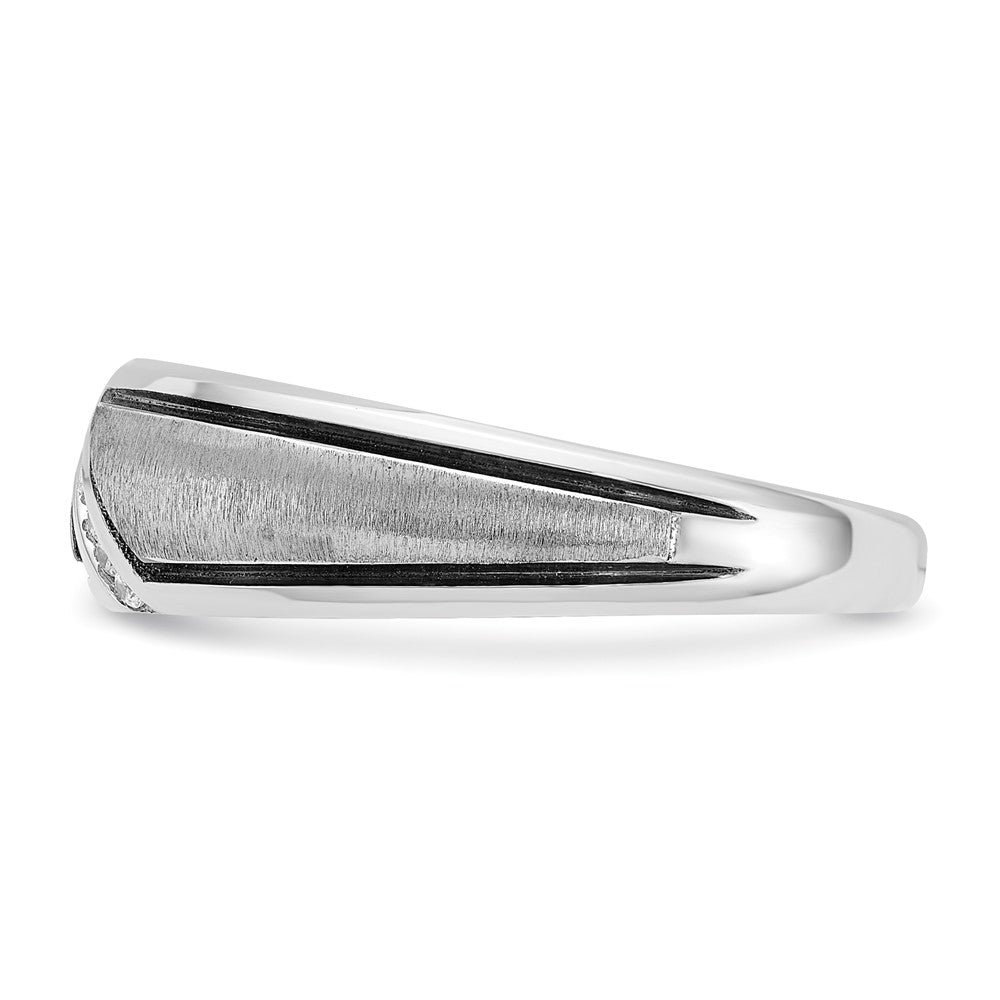 14K Weißgold mit Schwarzrhodium Herren Siegelring mit Satinfinish und 0,05K Diamant, komplett besetzt