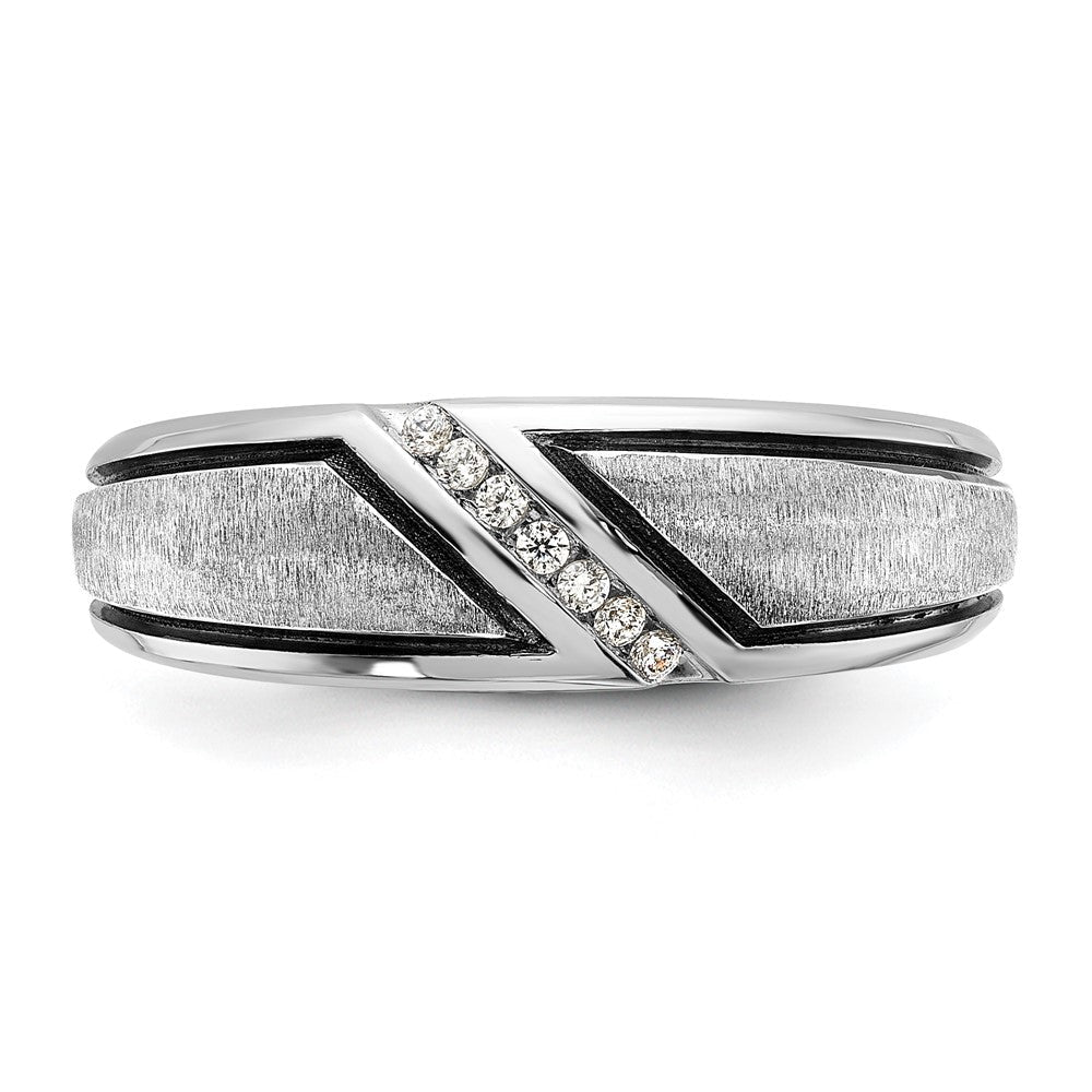 14K Weißgold mit Schwarzrhodium 0,067 ct. Laborgezüchteter Diamant VS/SI+ G+ Poliert und Satiniert Herrenring