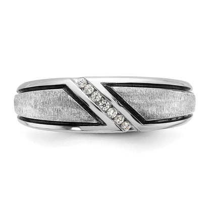 14K Weißgold mit Schwarzrhodium 0,067 ct. Laborgezüchteter Diamant VS/SI+ G+ Poliert und Satiniert Herrenring