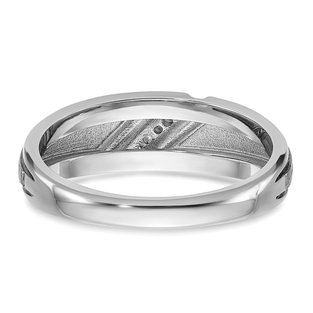 14K Weißgold mit Schwarzrhodium Herren Siegelring mit Satinfinish und 0,05K Diamant, komplett besetzt