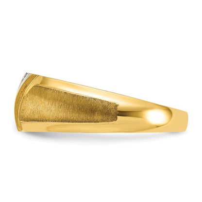 14K Gelb- und Rhodiumgold mit Weißrhodium Herren Poliert und Satiniert 0,05 ct. Diamant Ring