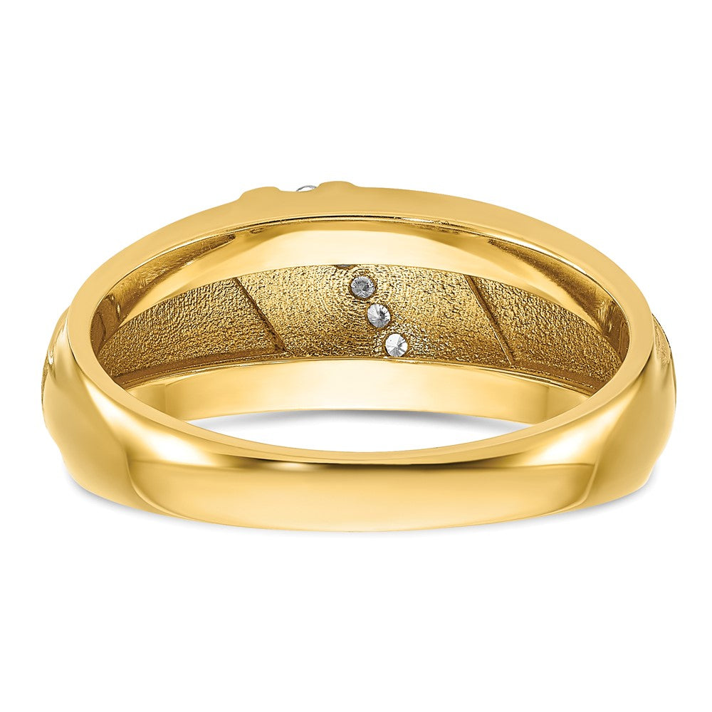 14K Gelb- und Rhodiumgold mit Weißrhodium Herren Poliert und Satiniert 0,05 ct. Diamant Ring