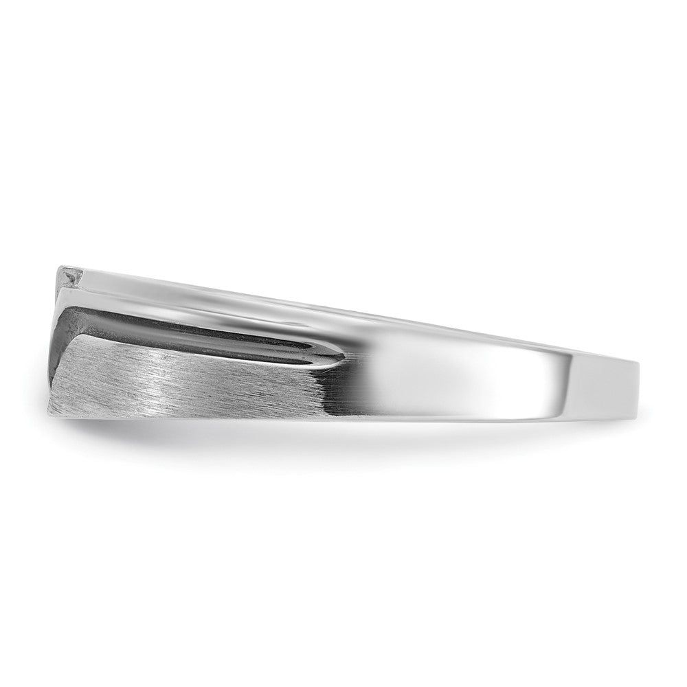 14K Weißgold mit Schwarzrhodinierung Herren Ring, satiniert, mit 0,125 Karat schwarzen und weißen Diamanten, komplett besetzt