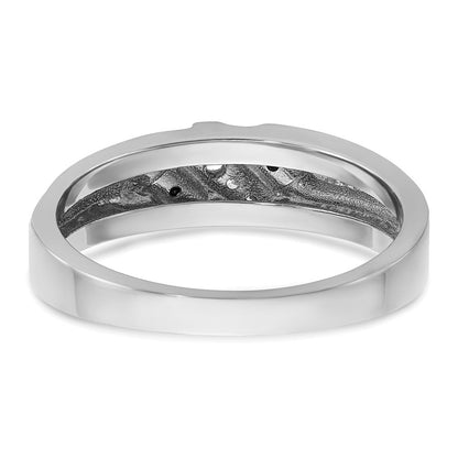 14K Weißgold mit Schwarzrhodinierung Herren Ring, satiniert, mit 0,125 Karat schwarzen und weißen Diamanten, komplett besetzt