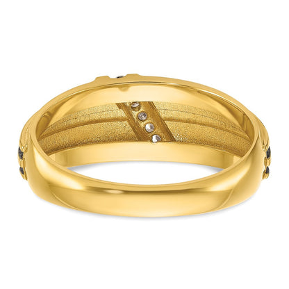 14K Gelbgold und Rhodiniertes Gold mit Schwarz-Weiß-Rhodinierung, Herren-Siegelring mit Satinfinish und 0,05K Diamant, komplett