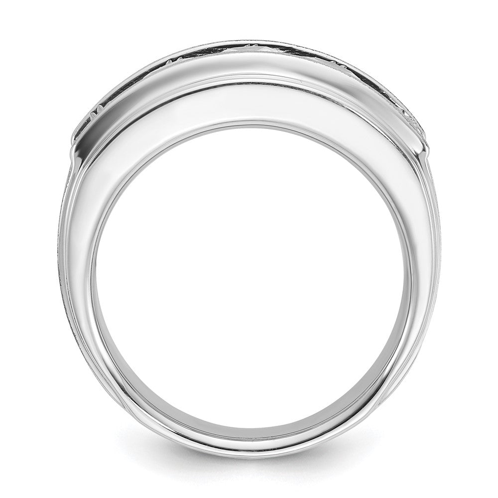 14K Weißgold 2 ct. Fünf-Stein-Ring für Herren mit im Labor gezüchteten Diamanten VS/SI+ G+, poliert, satiniert und mit Rillen