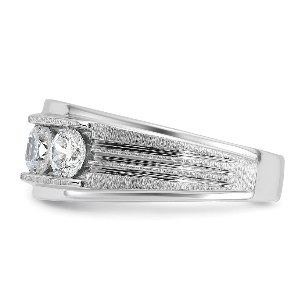 14K Weißgold 2 ct. Fünf-Stein-Ring für Herren mit im Labor gezüchteten Diamanten VS/SI+ G+, poliert, satiniert und mit Rillen