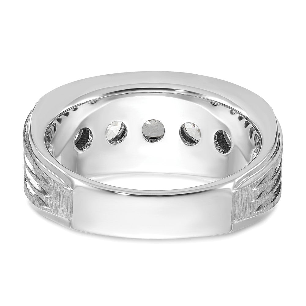 14K Weißgold 2 ct. Fünf-Stein-Ring für Herren mit im Labor gezüchteten Diamanten VS/SI+ G+, poliert, satiniert und mit Rillen