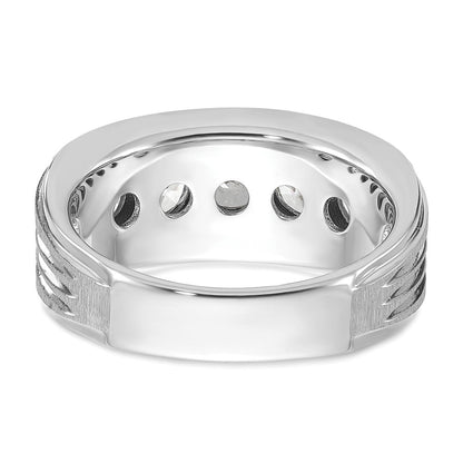 14K Weißgold 2 ct. Fünf-Stein-Ring für Herren mit im Labor gezüchteten Diamanten VS/SI+ G+, poliert, satiniert und mit Rillen