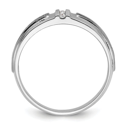 14K Weißgold mit Schwarzrhodium Herren Siegelring mit satinierter Oberfläche und 0,05K Diamant, komplett besetzt