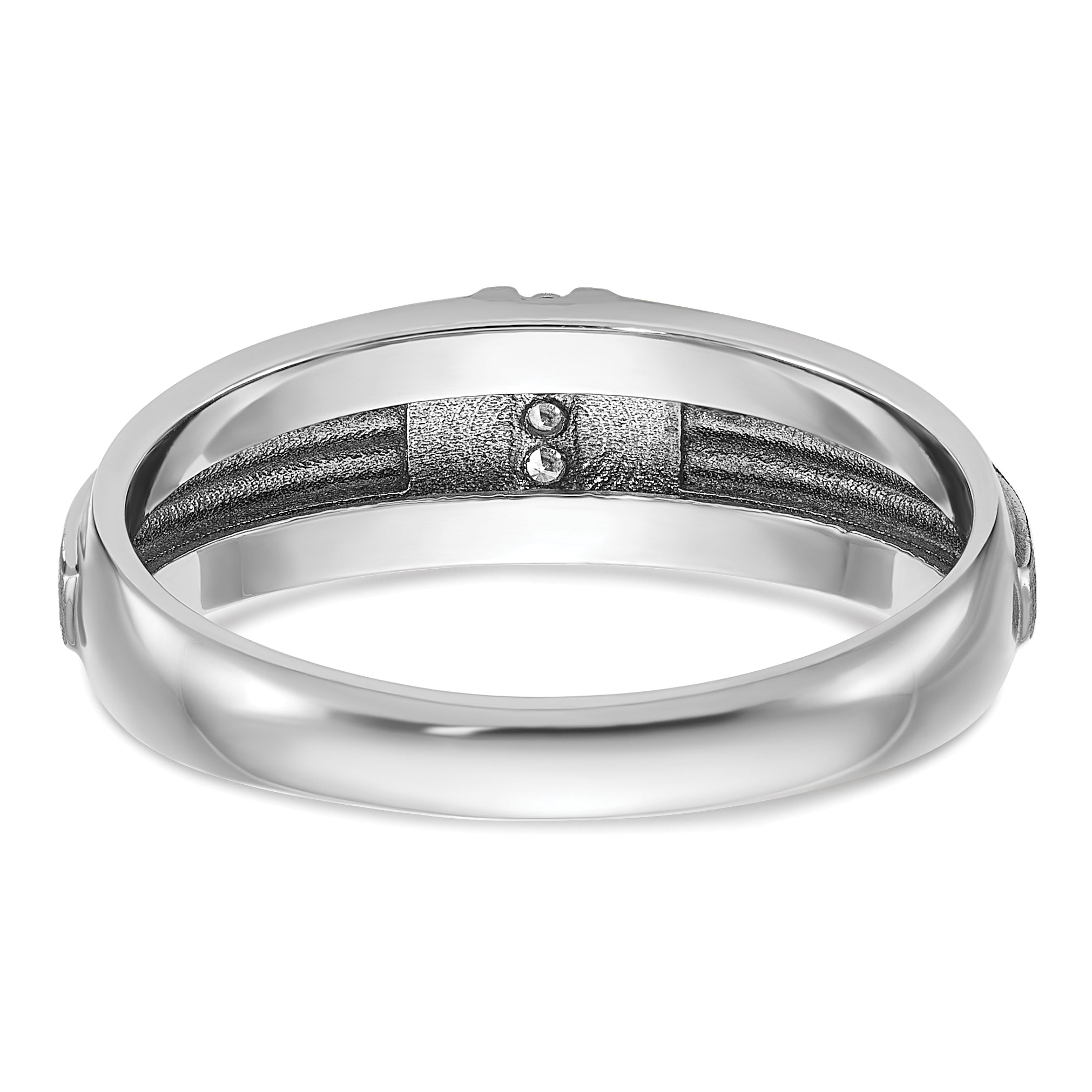 14K Weißgold mit Schwarzrhodium Herren Siegelring mit satinierter Oberfläche und 0,05K Diamant, komplett besetzt
