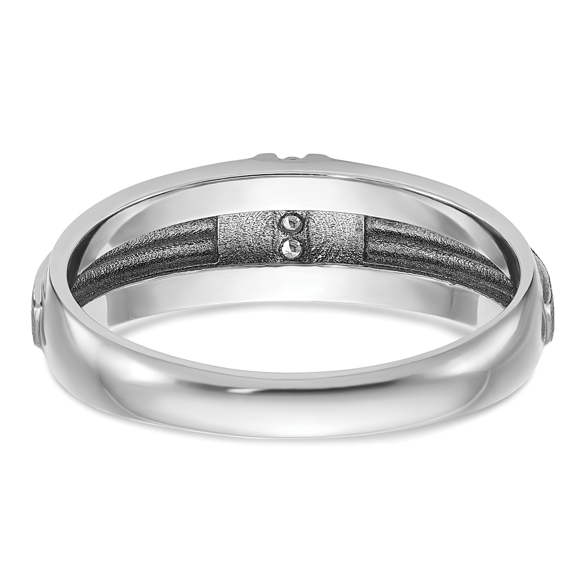 14K Weißgold mit Schwarzrhodium Herren Siegelring mit satinierter Oberfläche und 0,05K Diamant, komplett besetzt