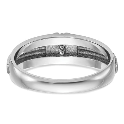 14K Weißgold mit Schwarzrhodium Herren Siegelring mit satinierter Oberfläche und 0,05K Diamant, komplett besetzt