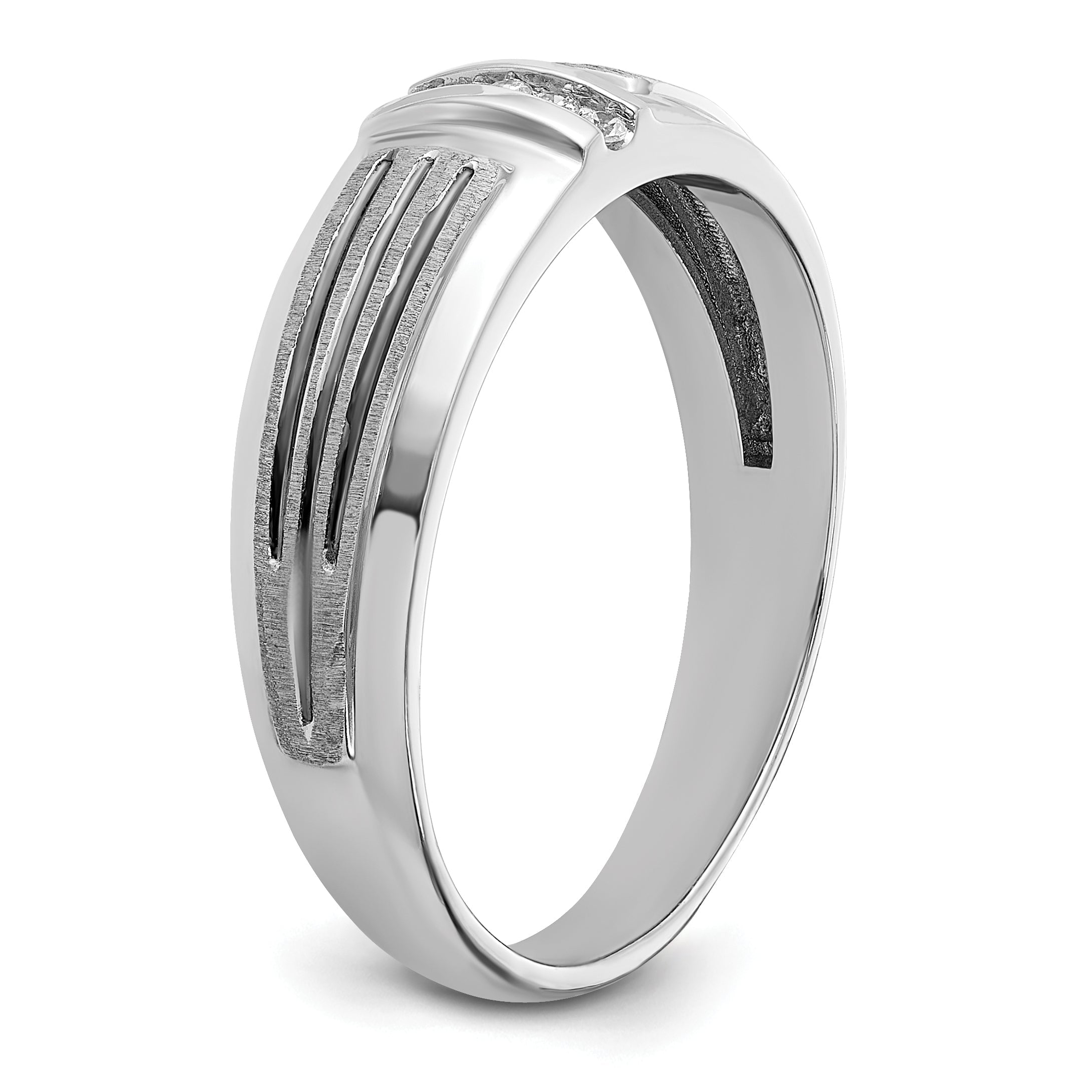 14K Weißgold mit Schwarzrhodium Herren Siegelring mit satinierter Oberfläche und 0,05K Diamant, komplett besetzt