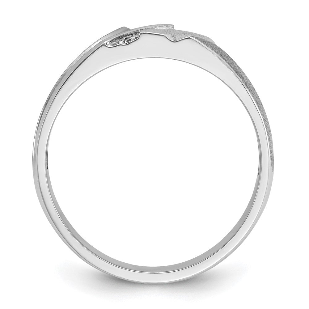 14K Weißgold Herrenring, poliert und satiniert, mit 0,05 ct. Diamant, komplett