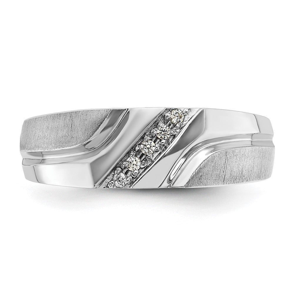 14K Weißgold Herrenring, poliert und satiniert, mit 0,05 ct. Diamant, komplett
