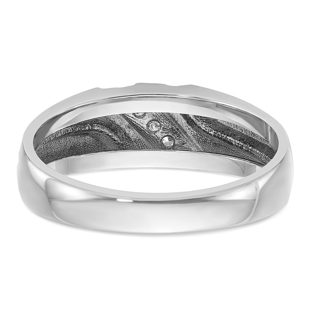 14K Weißgold Herrenring, poliert und satiniert, mit 0,05 ct. Diamant, komplett