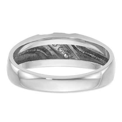 14K Weißgold Herrenring, poliert und satiniert, mit 0,05 ct. Diamant, komplett