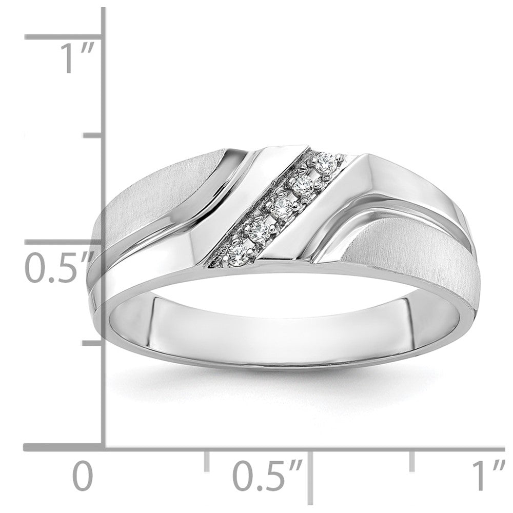 14K Weißgold Herrenring, poliert und satiniert, mit 0,05 ct. Diamant, komplett