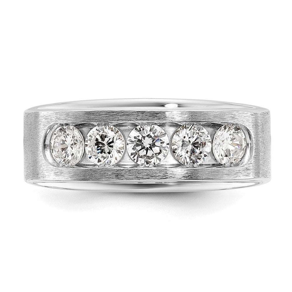 Ibgoodman 14K Weißgold 1 Karat Im Labor Gezüchtet Diamant Vs+ F+ Komplett Poliert und Gebürstet Five Stein Herren Ehering Ring