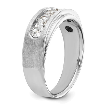 Ibgoodman 14K Weißgold 1 Karat Im Labor Gezüchtet Diamant Vs+ F+ Komplett Poliert und Gebürstet Five Stein Herren Ehering Ring