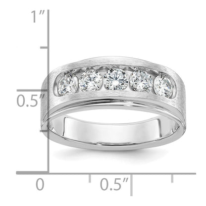 Ibgoodman 14K Weißgold 1 Karat Im Labor Gezüchtet Diamant Vs+ F+ Komplett Poliert und Gebürstet Five Stein Herren Ehering Ring