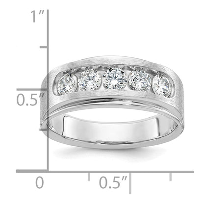 10K Weißgold mit Rhodium 1 ct. Laborgezüchteter Diamant VS/SI+ G+ Fünf-Steine Poliert und Gebürstet Herrenring