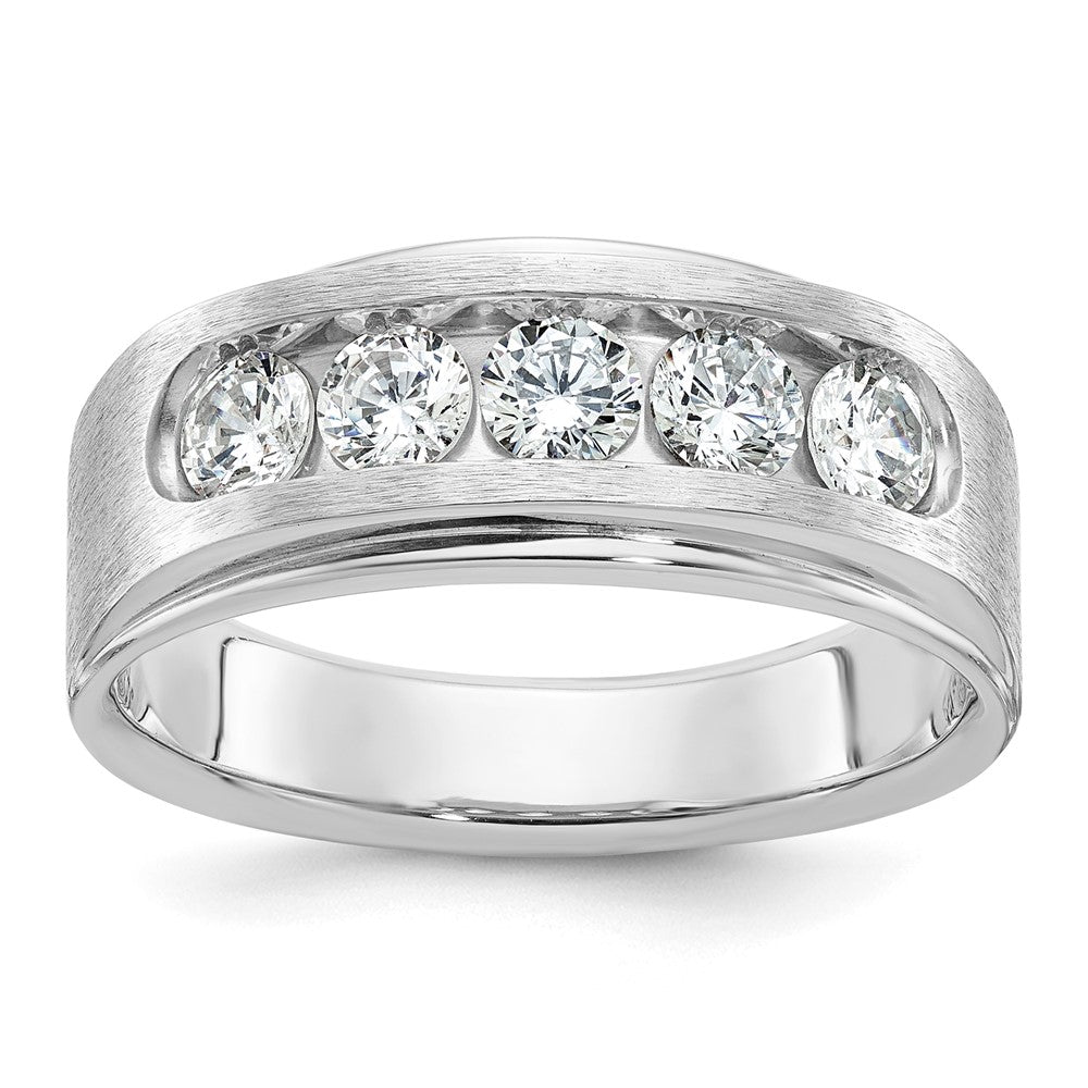 10K Weißgold mit Rhodium 1 ct. Laborgezüchteter Diamant VS/SI+ G+ Fünf-Steine Poliert und Gebürstet Herrenring