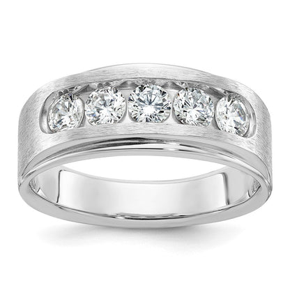 10K Weißgold mit Rhodium 1 ct. Laborgezüchteter Diamant VS/SI+ G+ Fünf-Steine Poliert und Gebürstet Herrenring