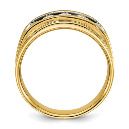 14K Gelbgold Herren-Diamantring mit 1K, satiniertes Finish, komplett besetzt