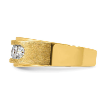 14K Gelbgold Herren-Diamantring mit 1K, satiniertes Finish, komplett besetzt