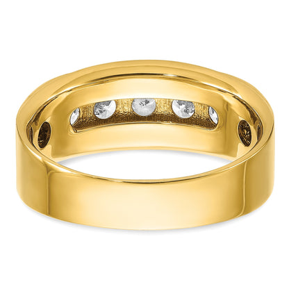 14K Gelbgold mit Weißrhodinierung 1 ct. Labor-Diamant VS/SI+ G+ Fünf-Steine poliert und gebürstet Herrenring