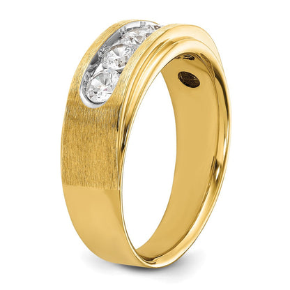 14K Gelbgold Herren-Diamantring mit 1K, satiniertes Finish, komplett besetzt
