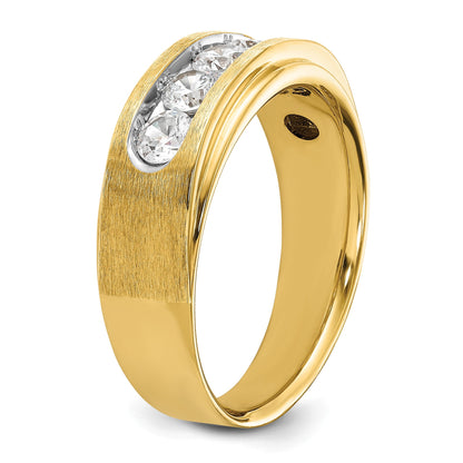 14K Gelbgold mit Weißrhodinierung 1 ct. Labor-Diamant VS/SI+ G+ Fünf-Steine poliert und gebürstet Herrenring