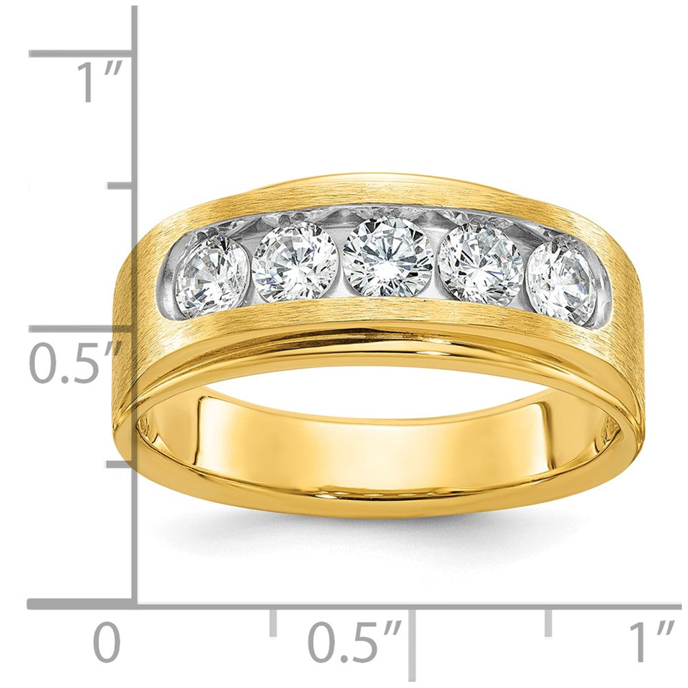 14K Gelbgold Herren-Diamantring mit 1K, satiniertes Finish, komplett besetzt