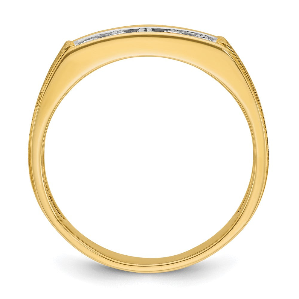 14K Gelbgold Herren-Ring, poliert und satiniert, mit 0,625 Karat Diamant, komplett besetzt