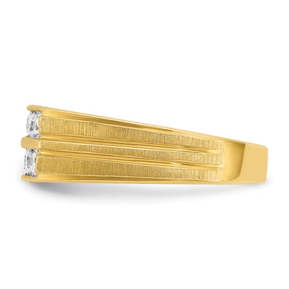14K Gelbgold Herren-Ring, poliert und satiniert, mit 0,625 Karat Diamant, komplett besetzt