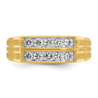 14K Gelbgold Herren-Ring, poliert und satiniert, mit 0,625 Karat Diamant, komplett besetzt