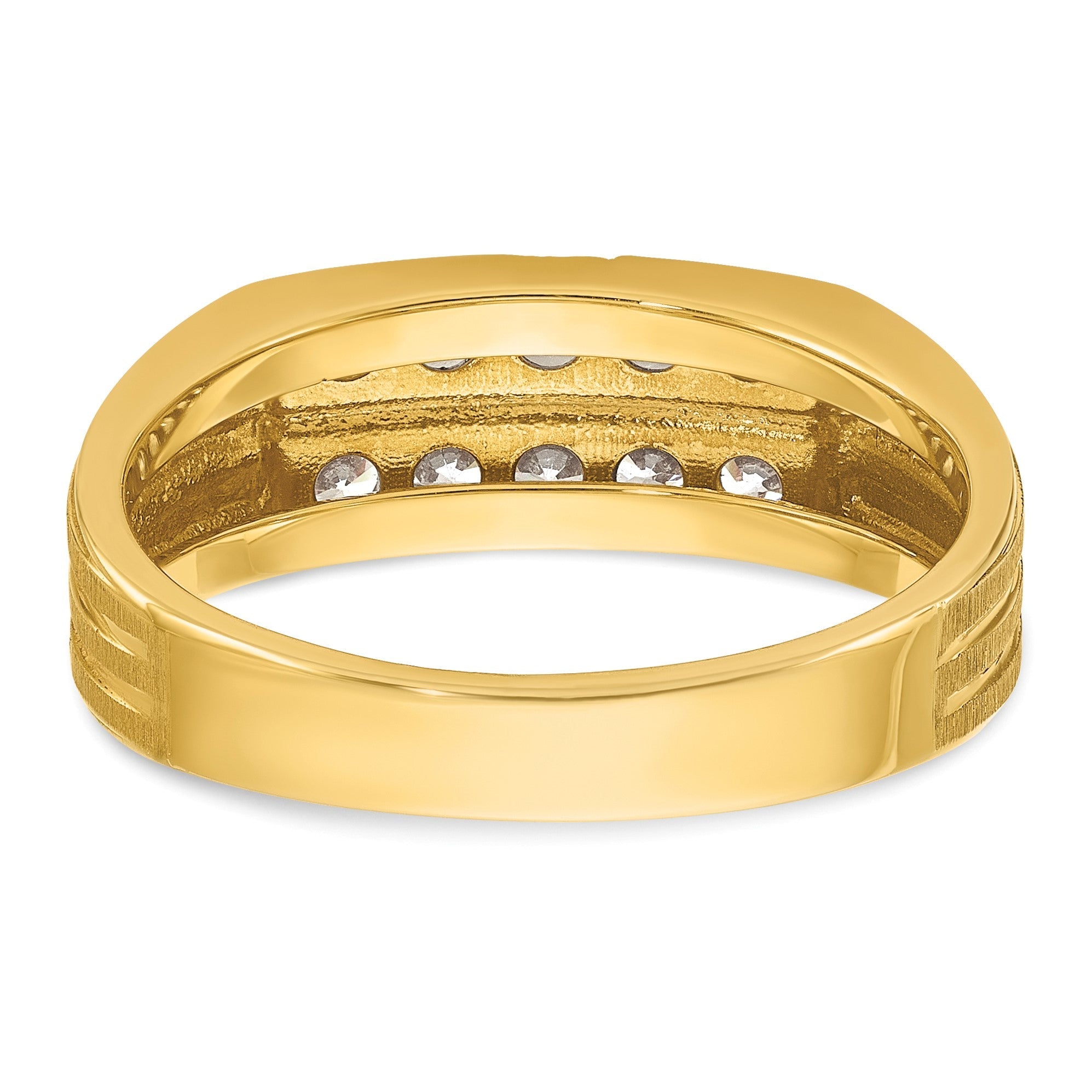 14K Gelbgold Herren-Ring, poliert und satiniert, mit 0,625 Karat Diamant, komplett besetzt